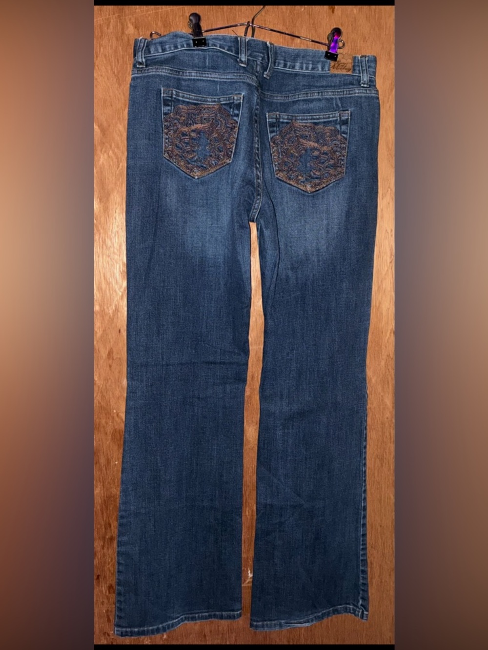 Disney Parks| Dark Blue Flare Jeans with Mickey Embroidered on Back Pockets